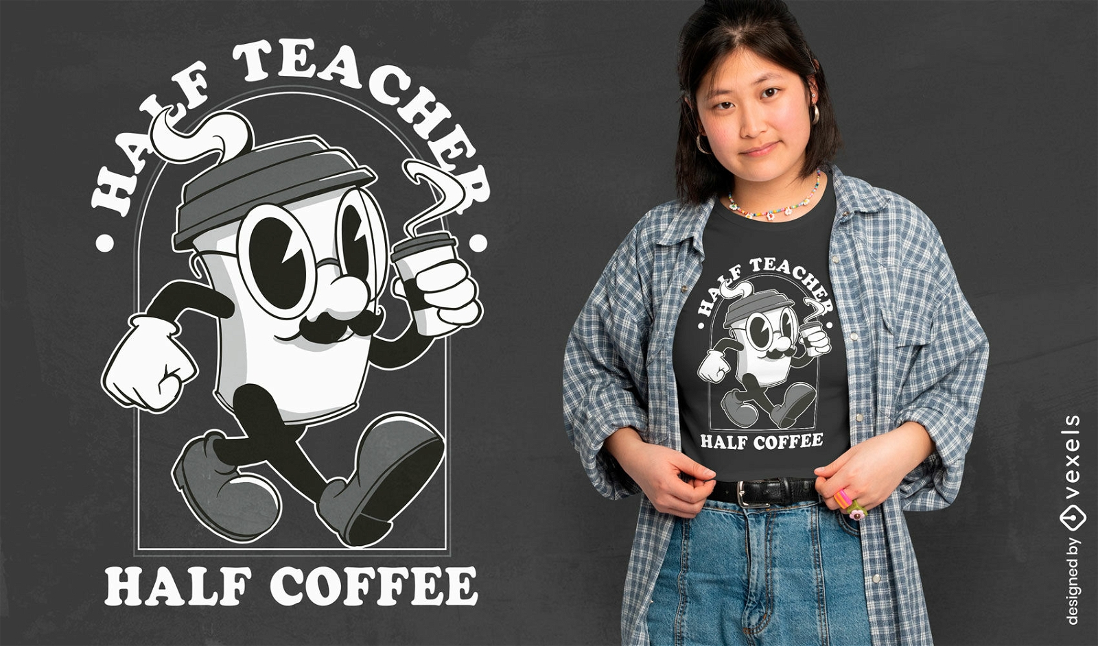 Kaffeeliebhaber-Lehrer-T-Shirt-Design