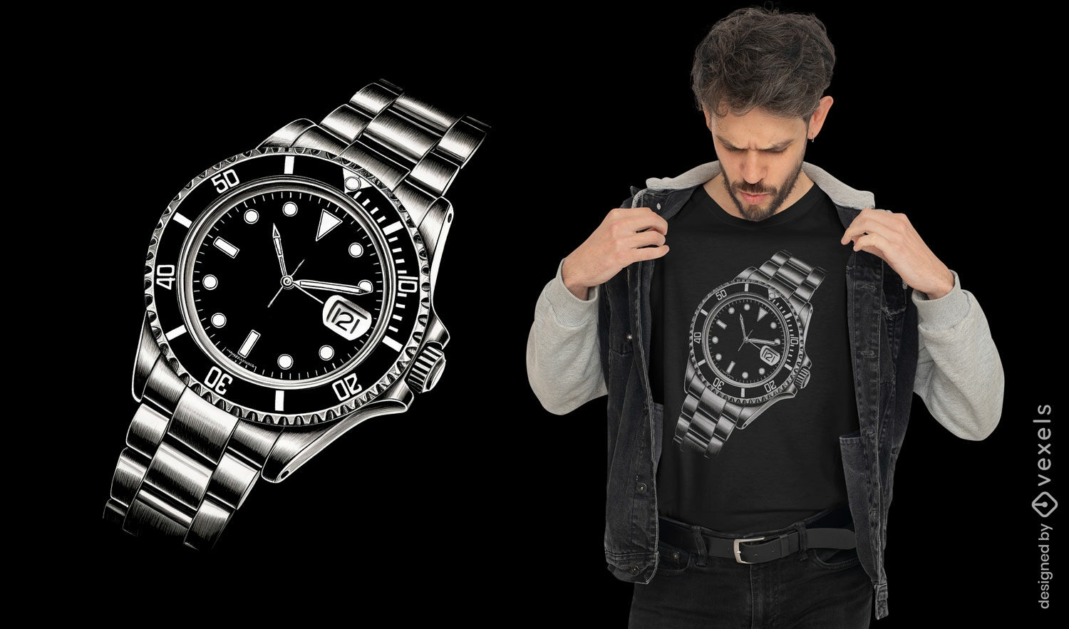 Wrist watch t-shirt design