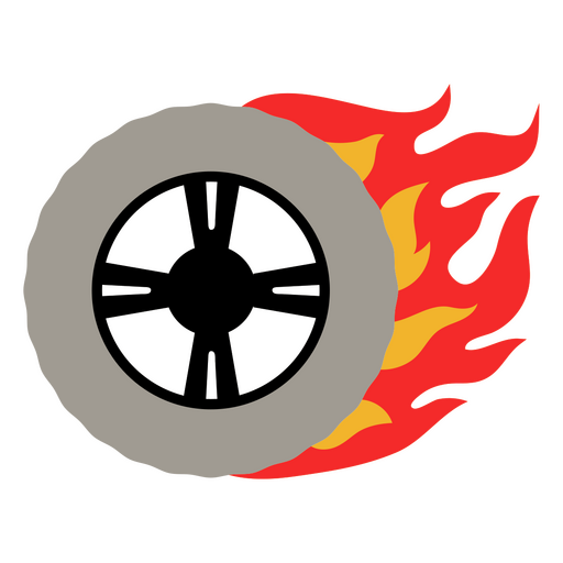 Tire with flames on it PNG Design
