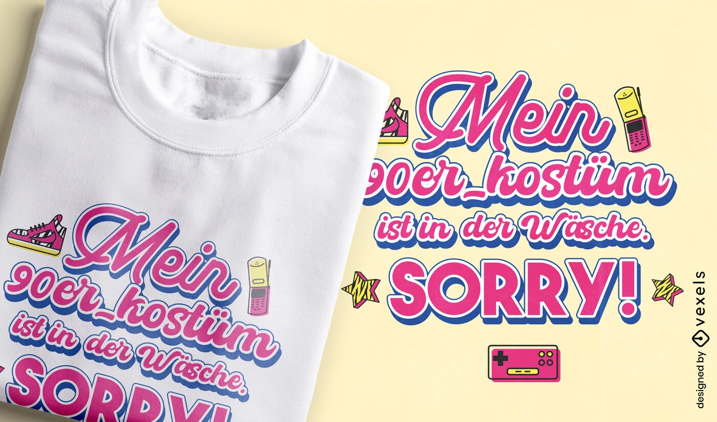 Design retr? de camiseta com pedido de desculpas para fantasia dos anos 90