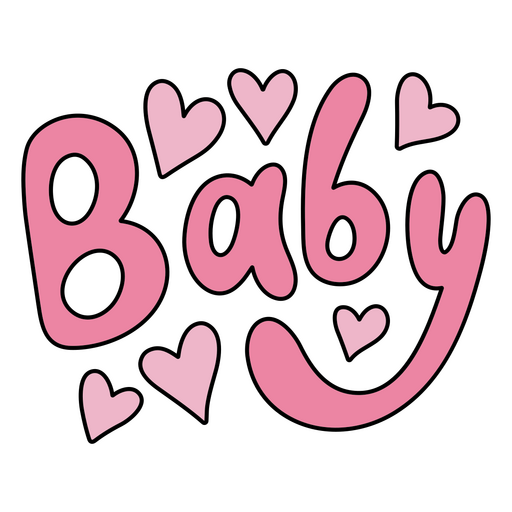 Corazones rosas con la palabra bebé. Diseño PNG