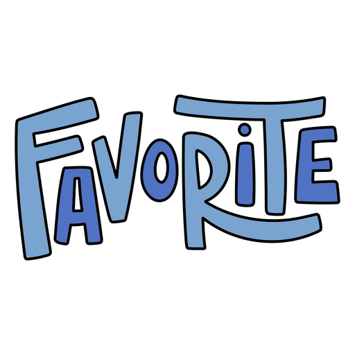 The word favorite in blue PNG Design