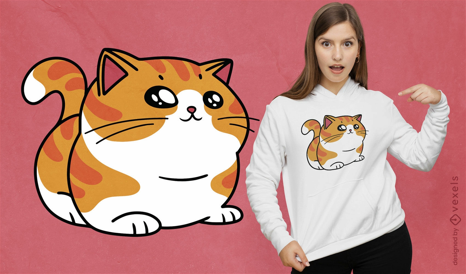 Diseño de camiseta de gato atigrado gordito.