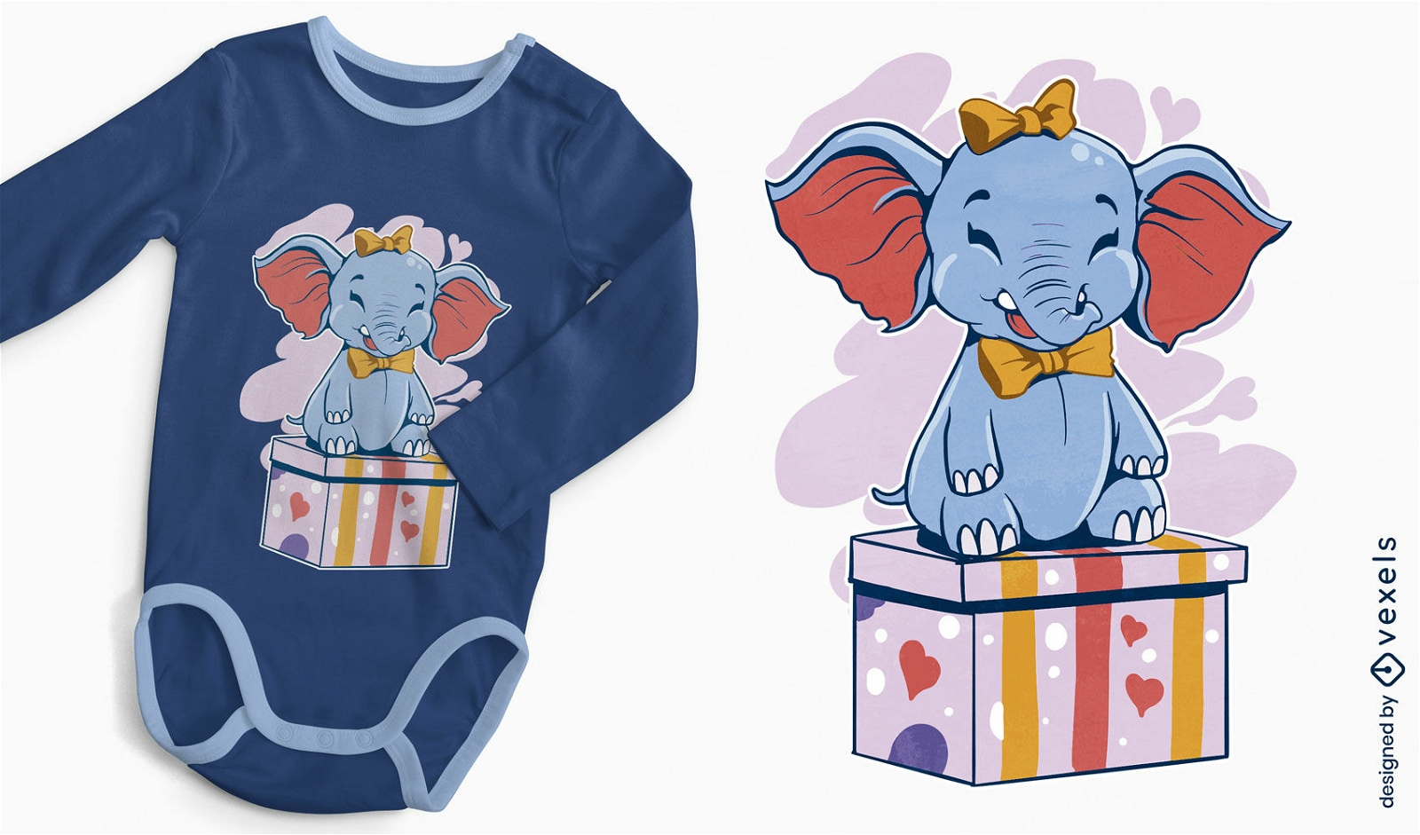 Diseño de camiseta con elefante presente.