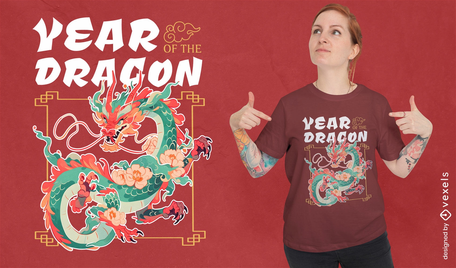 Diseño de camiseta de criatura dragón del año.