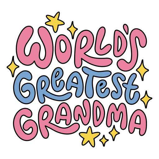 Las palabras la abuela m?s grande del mundo. Diseño PNG