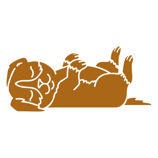 Cachorro marrom deitado de costas Desenho PNG
