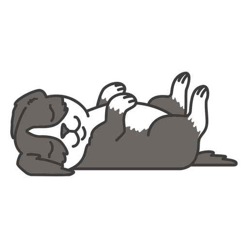 Black and white image of a dog laying down PNG Design