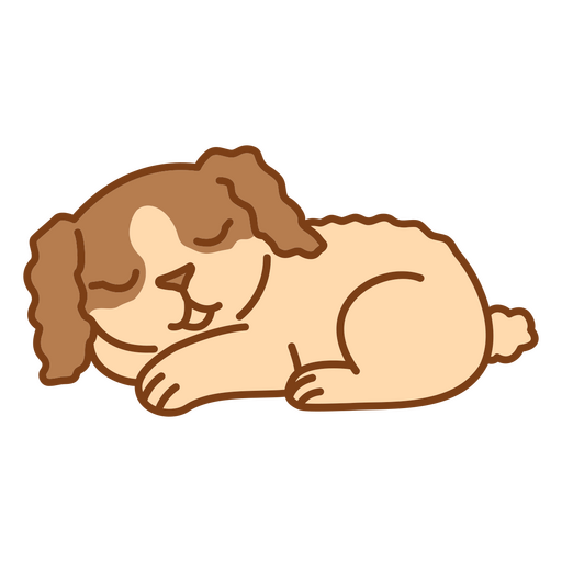 Adorable ilustración de dibujos animados de un cachorro durmiendo para el diseño de camisetas de los amantes de las mascotas. Diseño PNG