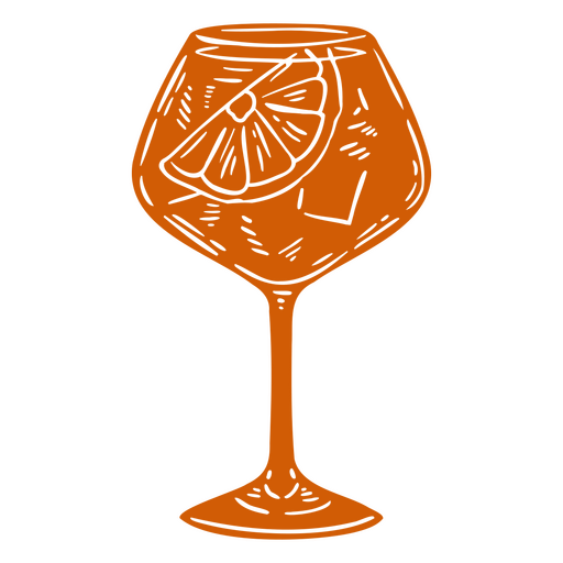 Cocktail glass with a slice of orange in it PNG Design