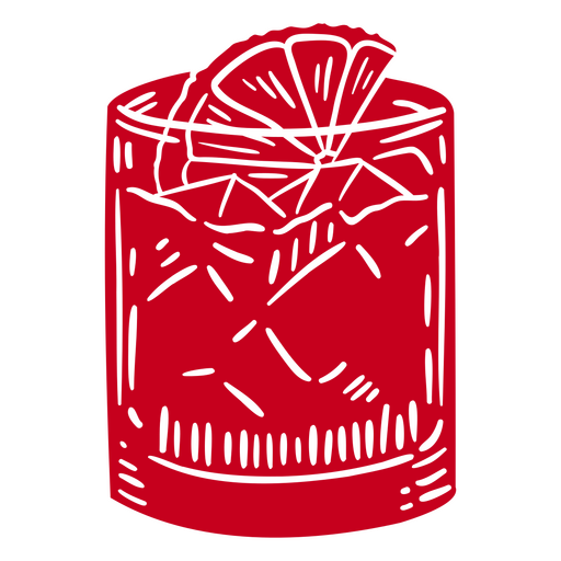 Rotes Glas mit einer Orangenscheibe darin PNG-Design