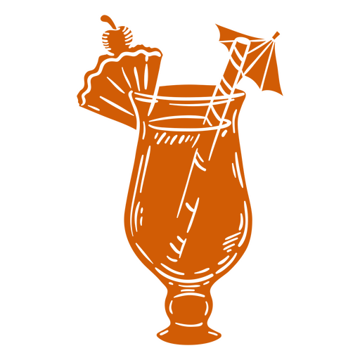 Orange drink with a straw and umbrella PNG Design