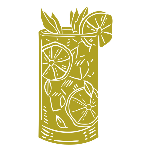 Illustration eines Cocktails mit Zitronenscheiben darin PNG-Design