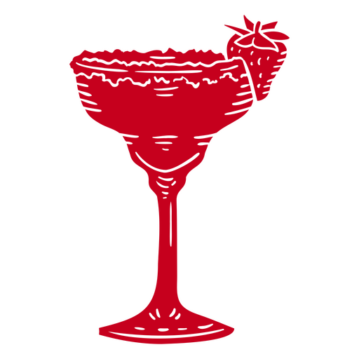 Copa de margarita roja con una fresa Diseño PNG