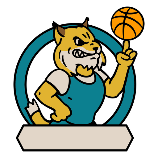 Tigre de dibujos animados sosteniendo una pelota de baloncesto Diseño PNG