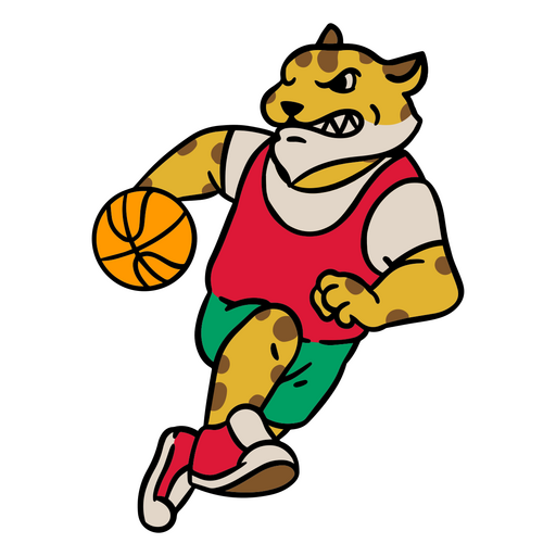 Gepardenmaskottchen, das einen Basketballball hält PNG-Design