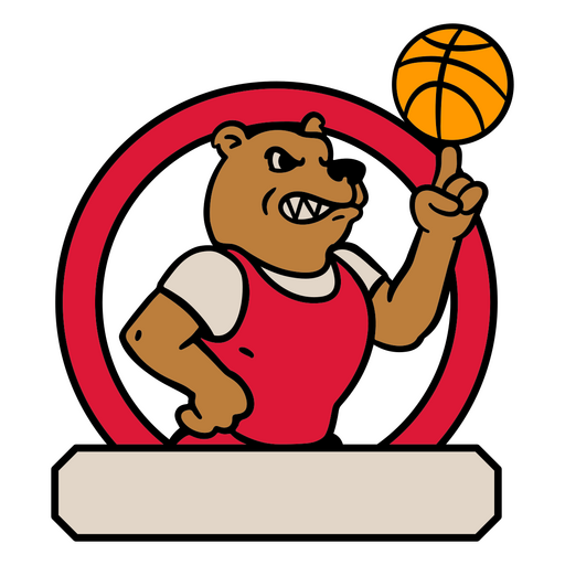 Urso de desenho animado com uma bola de basquete na mão Desenho PNG