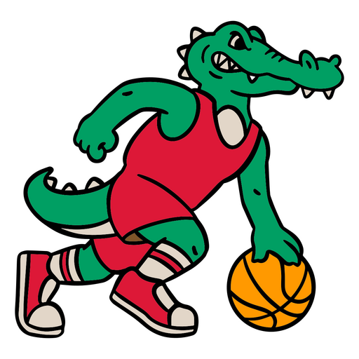 Crocodilo jogando basquete com uma bola Desenho PNG