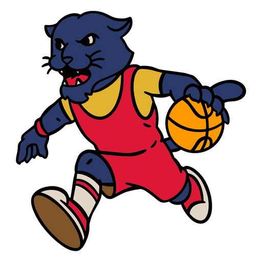 Cartoon panther running with a basketball ball PNG Design