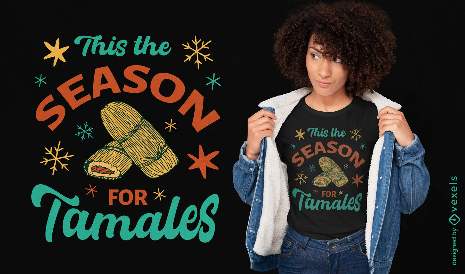 Diseño de camiseta de temporada de tamales.