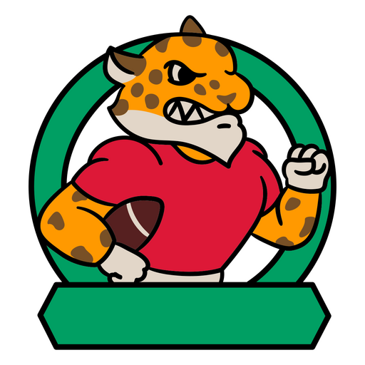Cartoon cheetah holding a football PNG Design