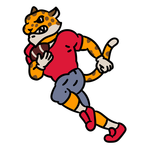 Cartoon-Tiger läuft mit einem Fußball PNG-Design