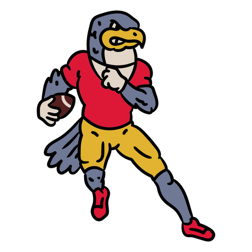 Imagem de desenho animado de uma águia correndo com uma bola de futebol Desenho PNG