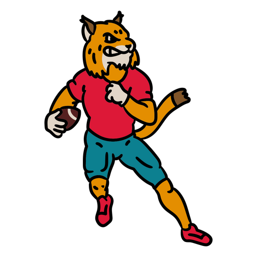 Cartoon tiger running with a ball PNG Design