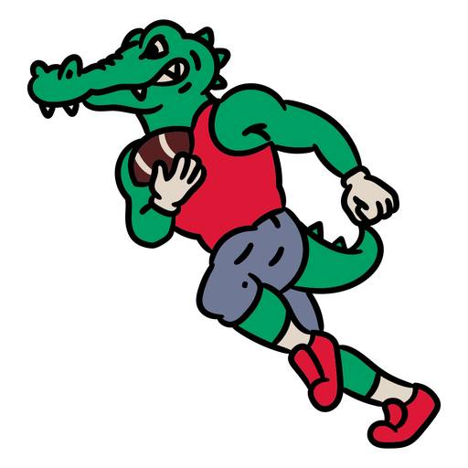 Crocodile running with a football PNG Design
