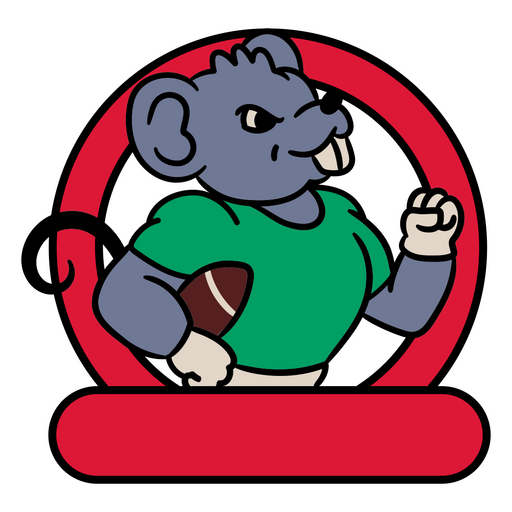 Image of a rat holding a football PNG Design