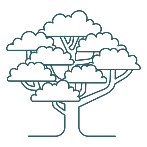 Icon of a tree with clouds on it PNG Design
