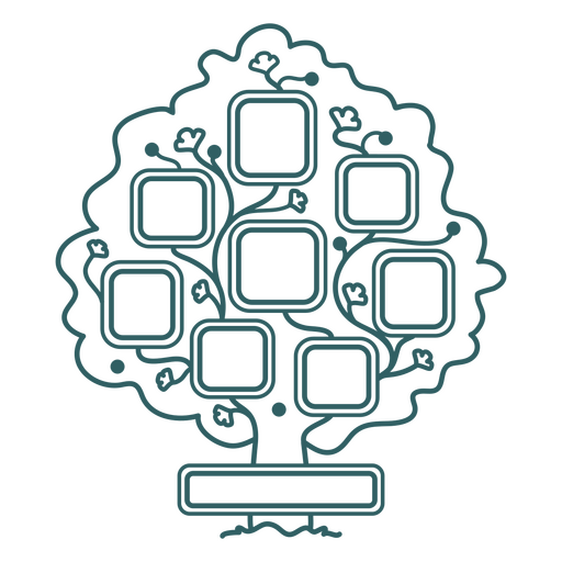 Árbol genealógico con un marco en el medio. Diseño PNG