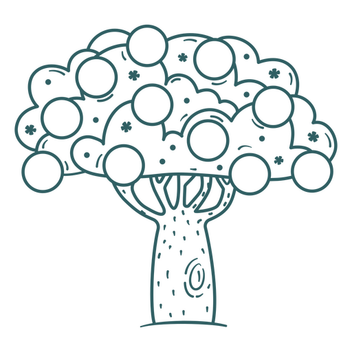 Verspielte Baumumrissillustration PNG-Design