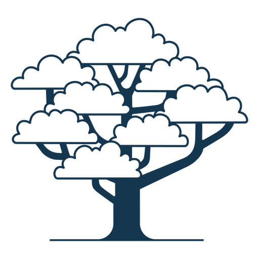 árbol con nubes Diseño PNG