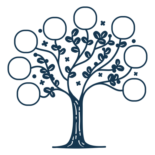 Árvore genealógica com quatro círculos Desenho PNG