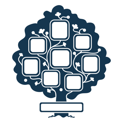 Elegante diseño de árbol genealógico con marcos personalizables. Diseño PNG