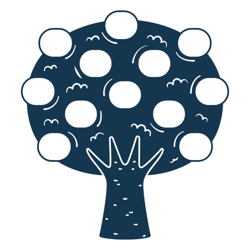 Diseño gráfico de árbol lúdico con círculos en blanco para personalización. Diseño PNG