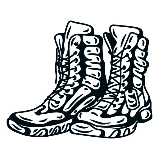 Stilvolle Illustration von Details an Kampfstiefeln PNG-Design