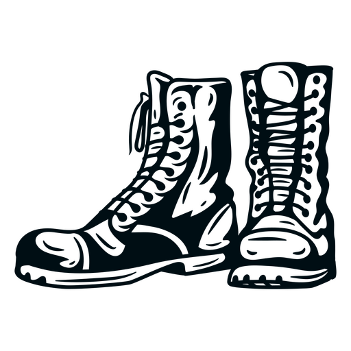 Ilustración detallada de botas de combate Diseño PNG