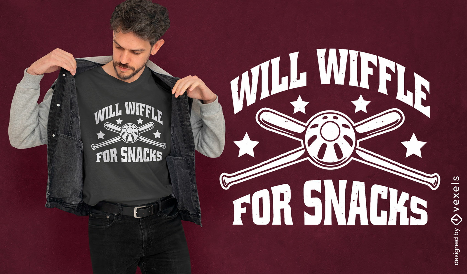 Diseño de camiseta Wiffle para snacks.