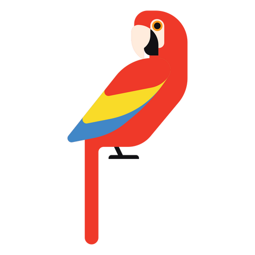 Papagaio vermelho e amarelo sentado em um galho Desenho PNG