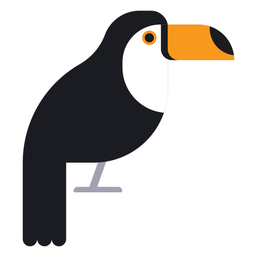 Tucán blanco y negro sentado en una rama Diseño PNG