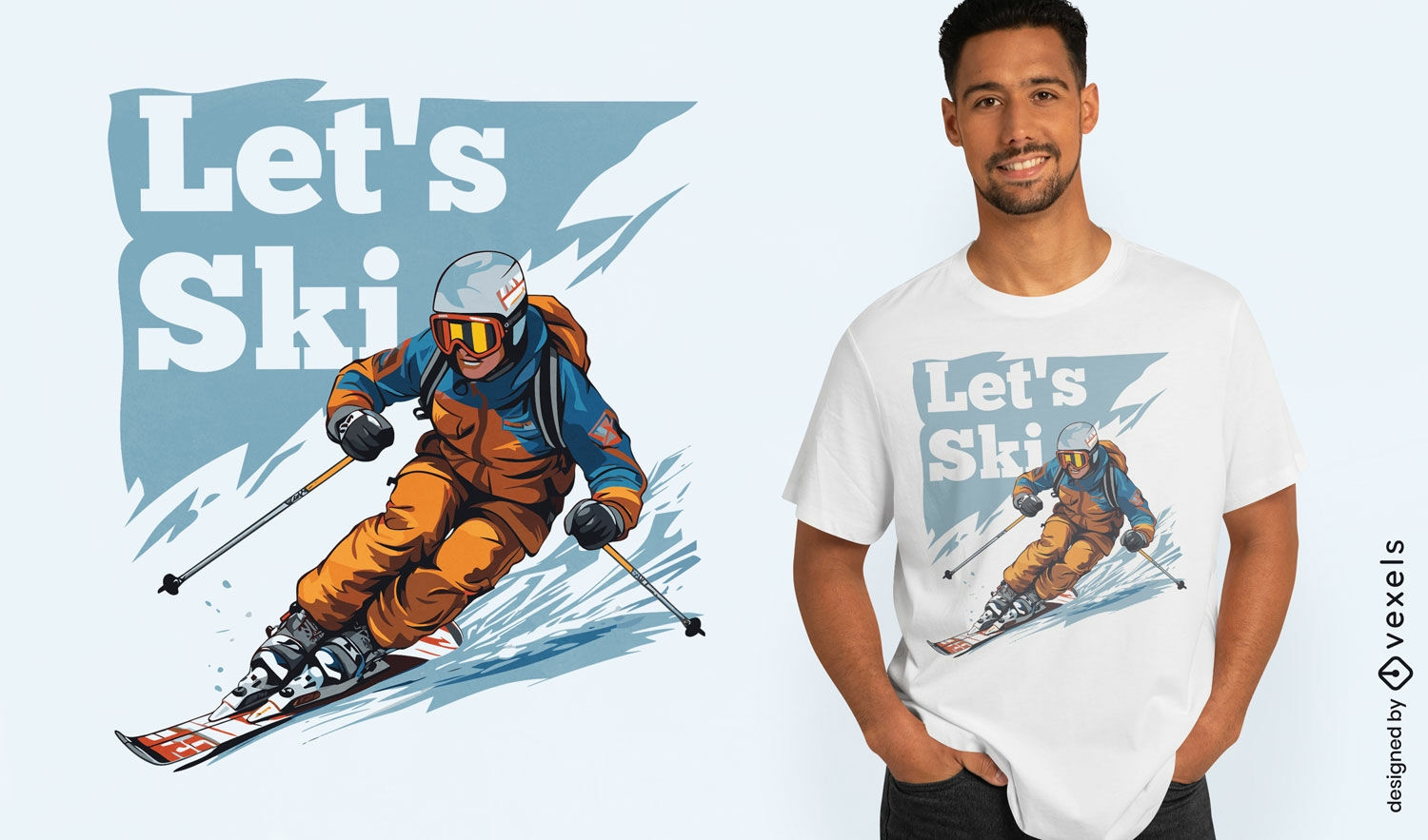 Lass uns Ski-T-Shirt-Design fahren