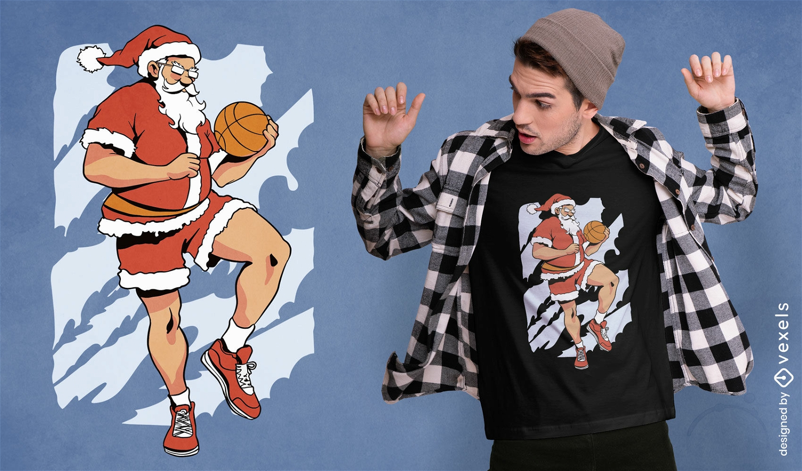 Design de camiseta do Papai Noel de basquete