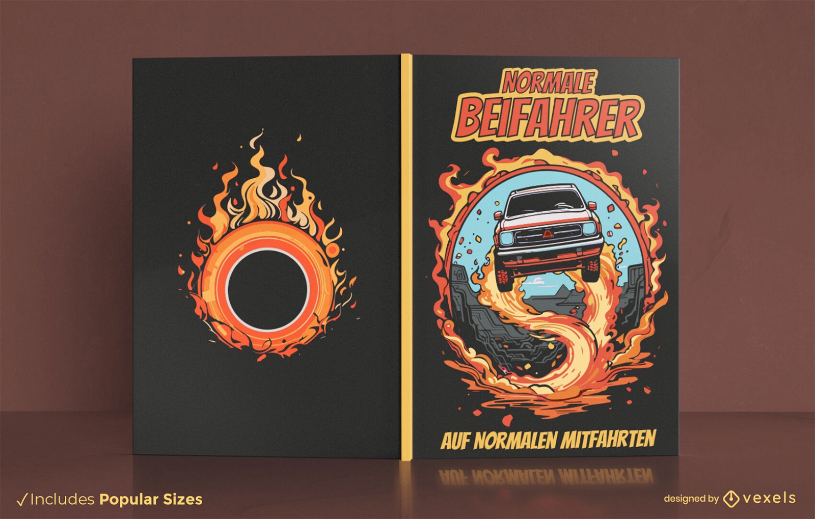 Auto in Flammen Buchcover-Design KDP
