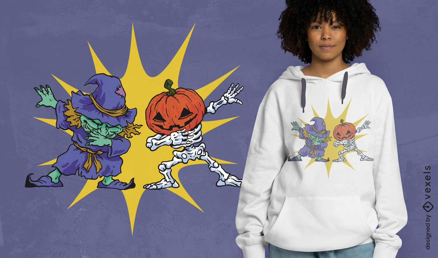 Halloween-Kämpfer-Cartoon-T-Shirt-Design