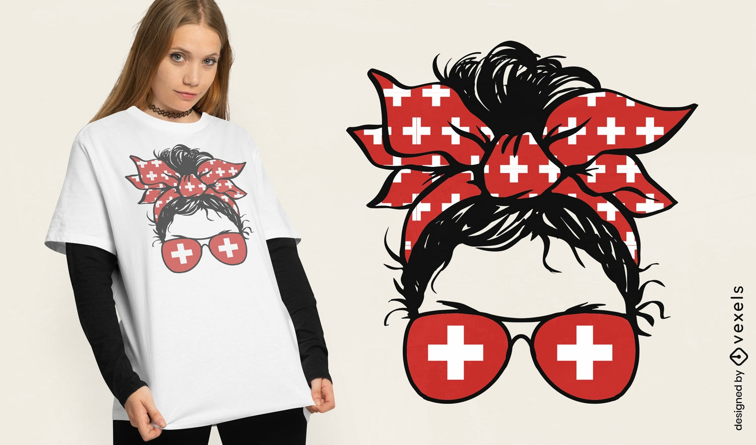 Diseño de camiseta de accesorios de inspiración suiza.
