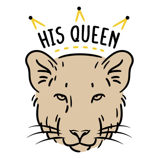 The head of a lion with a crown on it PNG Design