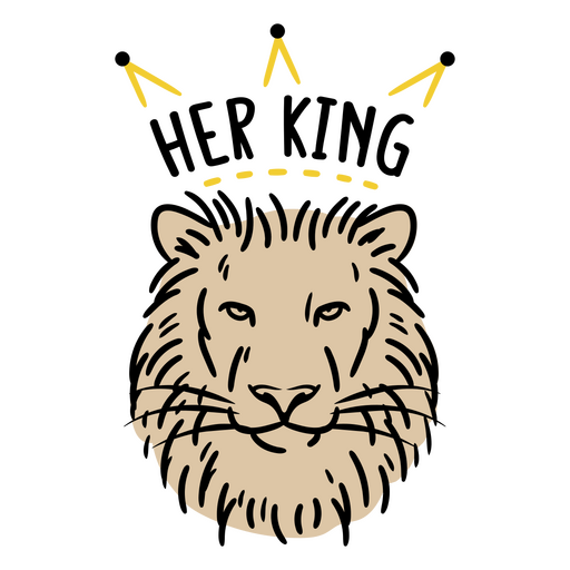 Lion's head with a crown on it PNG Design