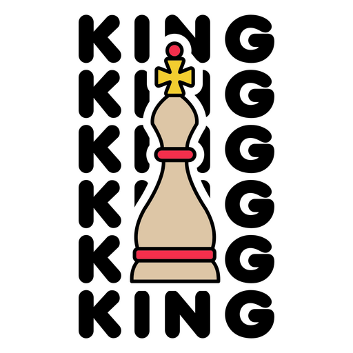 Diseño divertido de rey de ajedrez con letras llamativas. Diseño PNG